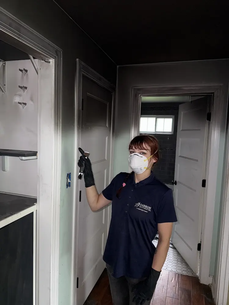 Arkansas Water and Fire technician in protective gear on a job in Little Rock